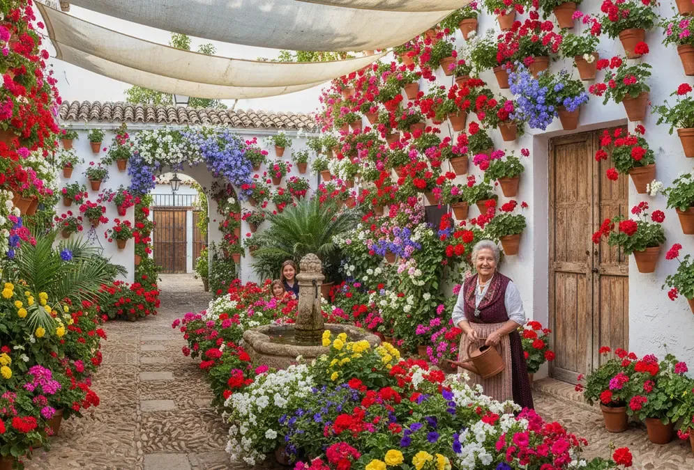 Flower-filled patio in Córdoba during the Patio Festival