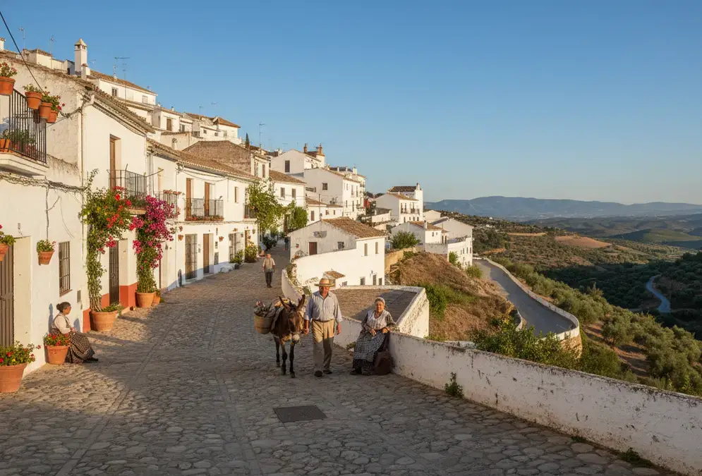Zuheros white village perched on a limestone crag in the Subbética hills of Córdoba province