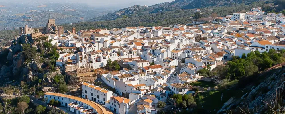 Zuheros white village perched on a limestone crag, Córdoba province